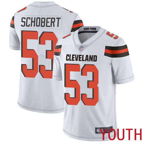 Cleveland Browns Joe Schobert Youth White Limited Jersey #53 NFL Football Road Vapor Untouchable->youth nfl jersey->Youth Jersey